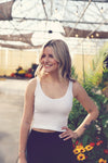 White Ribbed Crop Tank