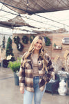 Chocolate Plaid Sherpa Lined Button Jacket