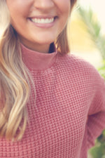 Mauve Waffle Knit Mineral Wash Sweater