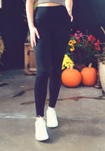 Black Tapered Band High Waisted Leggings