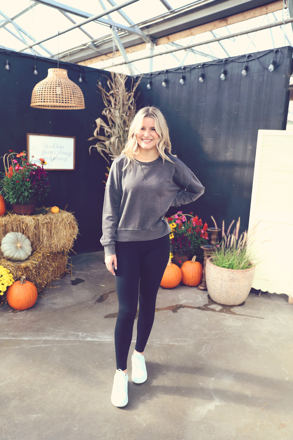 Black Burnout Crew Neck Sweater