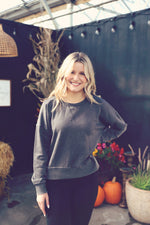 Black Burnout Crew Neck Sweater