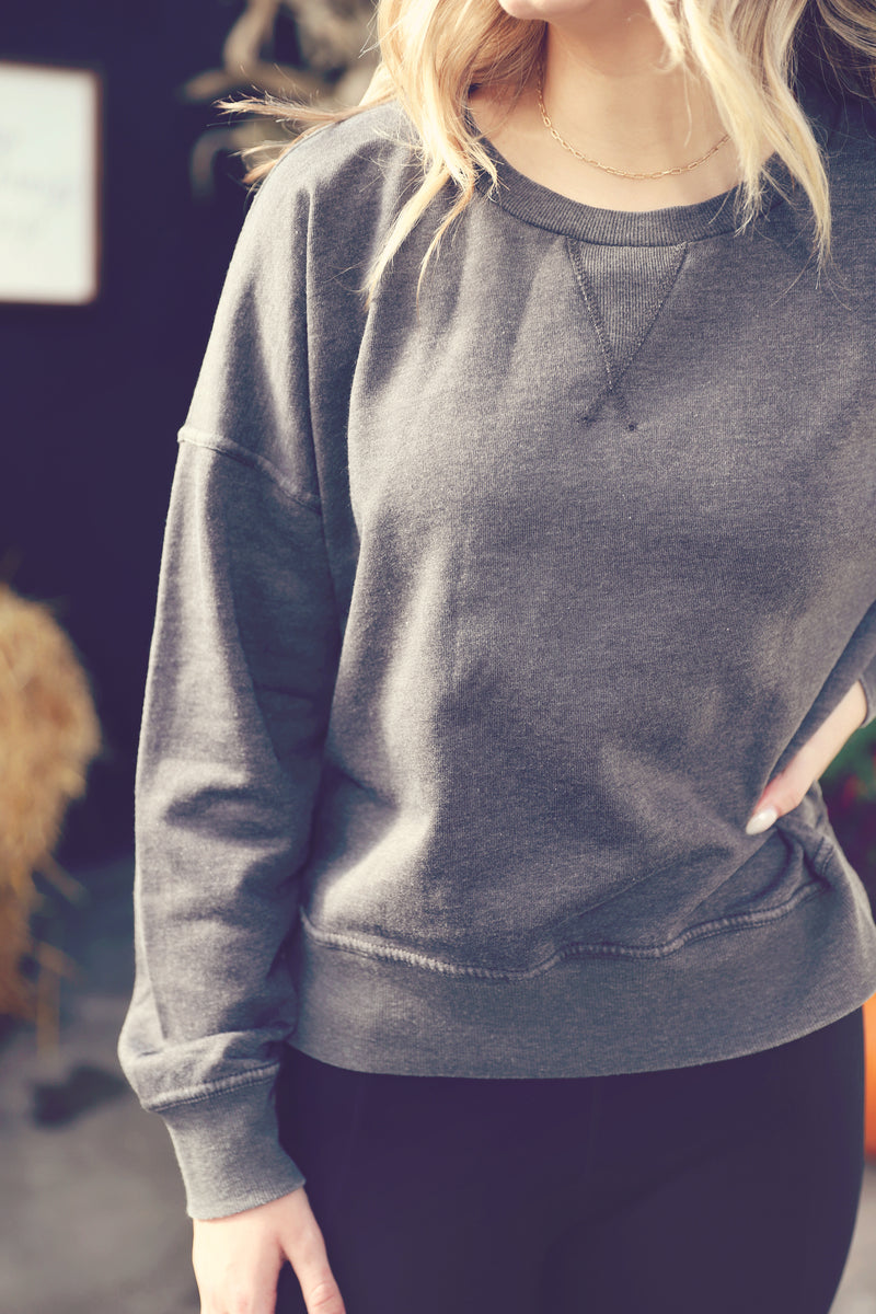 Black Burnout Crew Neck Sweater