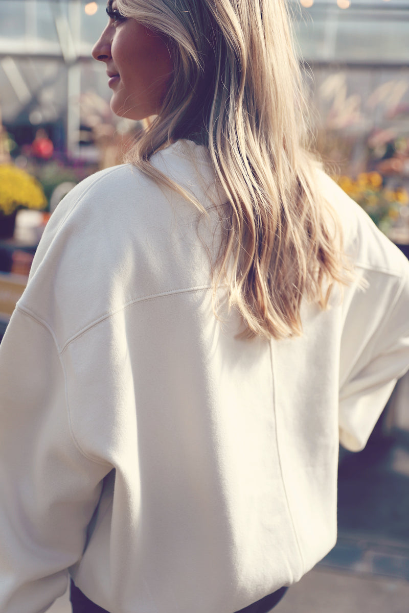 Cream Washed Oversized Crew