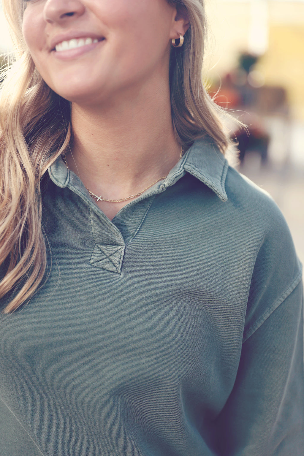 Spruce Collared Henley Sweatshirt