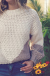 Ivory Colorblock Open Knit Sweater