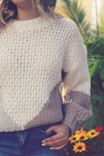 Ivory Colorblock Open Knit Sweater