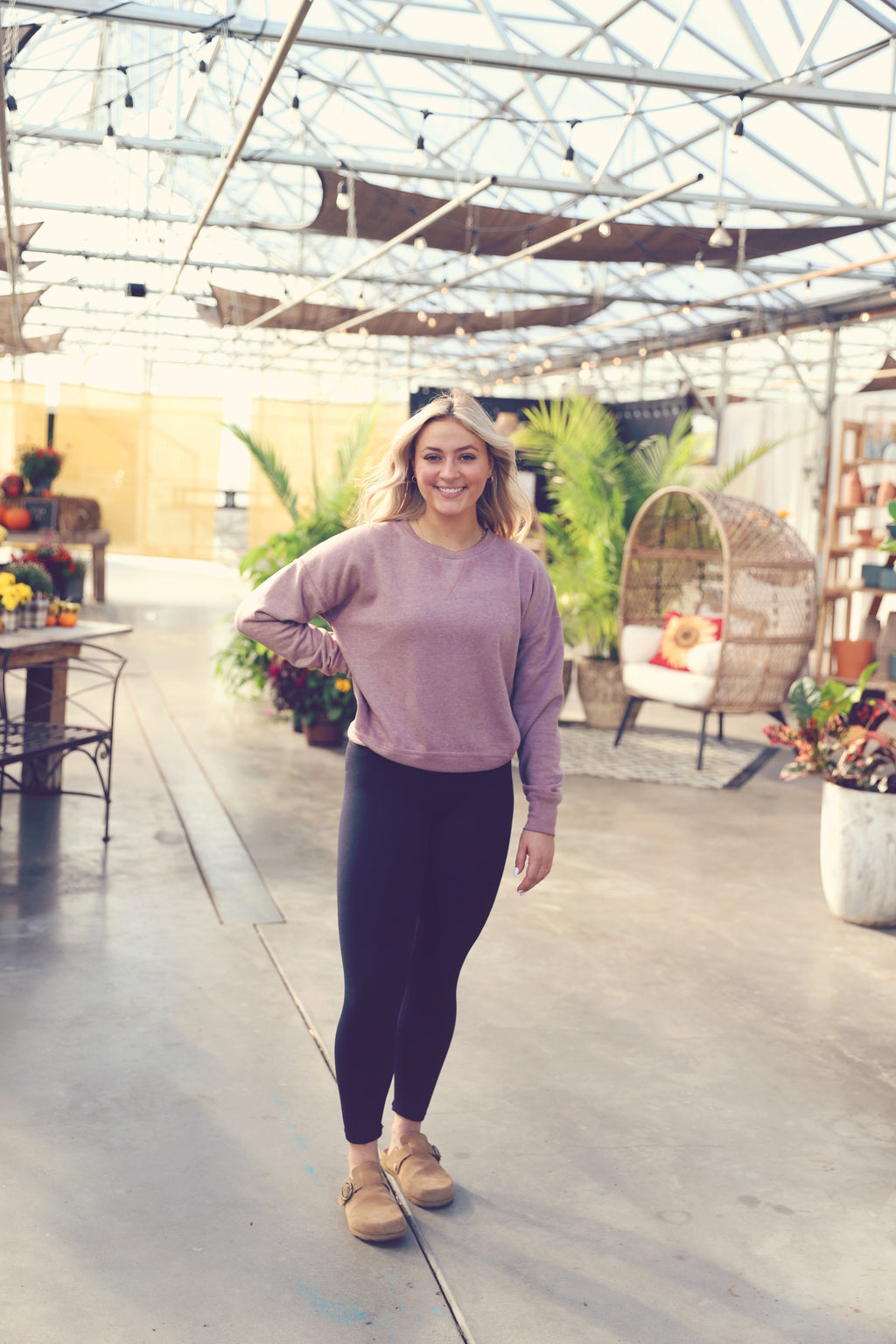 Rose Taupe Burnout Crew Neck Sweater