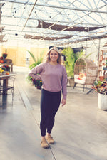 Rose Taupe Burnout Crew Neck Sweater