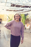 Rose Taupe Burnout Crew Neck Sweater
