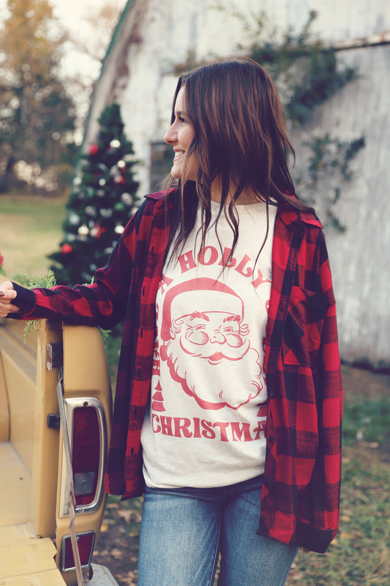 Heathered Holly Jolly Graphic Tee