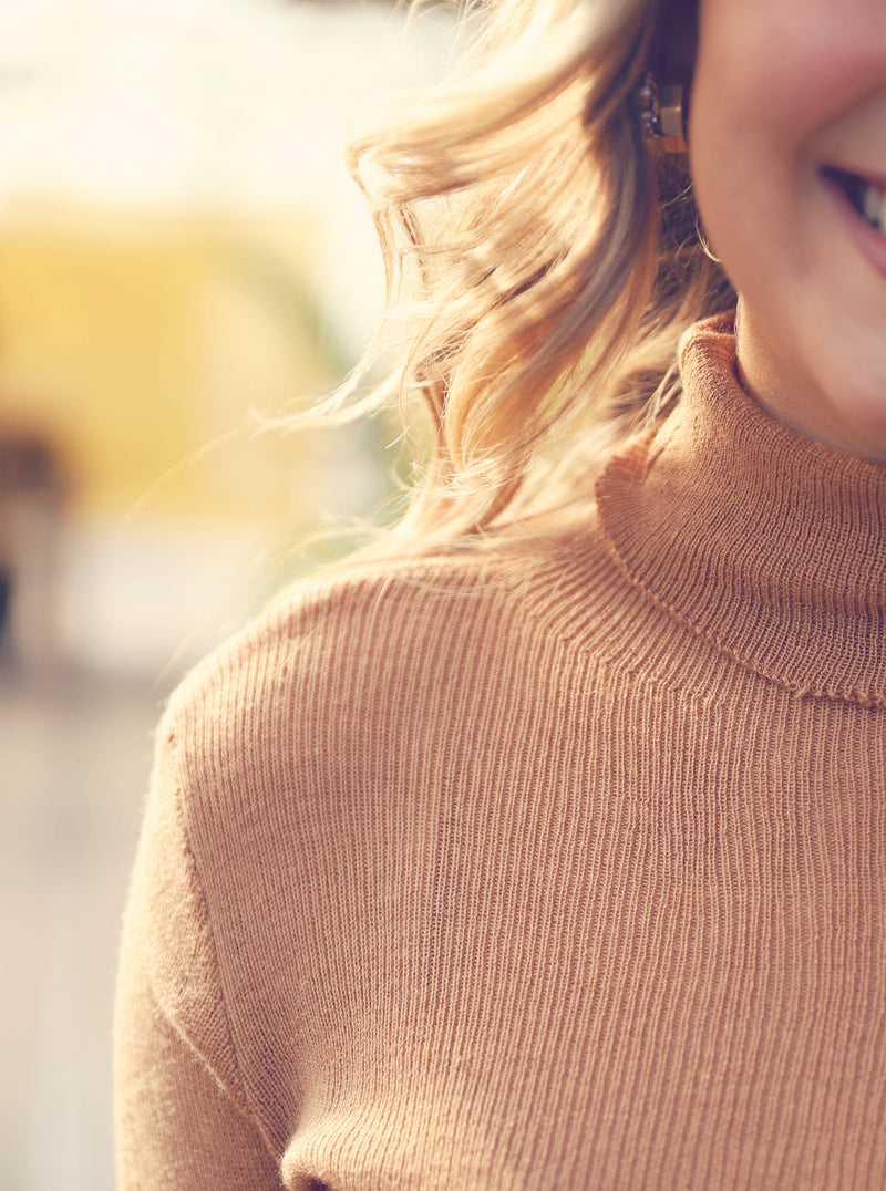Taupe Lightweight Turtleneck Sweater