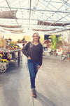 Dark Mocha V-Neck Drop Shoulder Sweater
