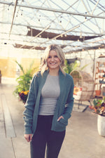 Teal Chunky Ribbed Raw Seam Cardigan