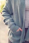 Teal Chunky Ribbed Raw Seam Cardigan