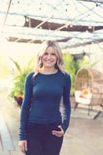 Midnight Navy Micro Rib Long Sleeve Top
