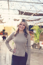 Taupe Classic Ribbed Knit Sweater