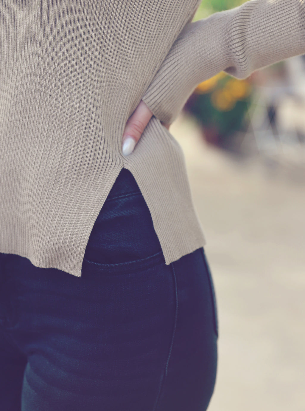 Taupe Classic Ribbed Knit Sweater