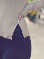 Taupe Classic Ribbed Knit Sweater