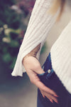White Ribbed Flare Sleeve Sweater