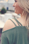 Olive Ribbed One Shoulder Top