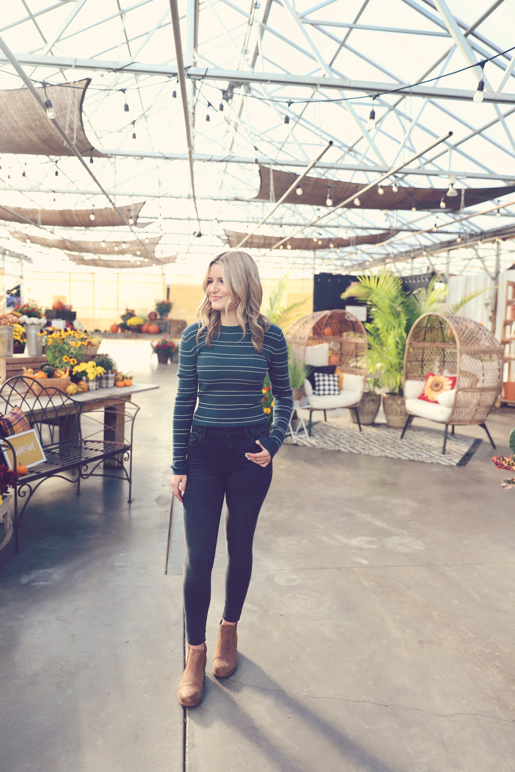 Smoke Double Stripe Ribbed Sweater
