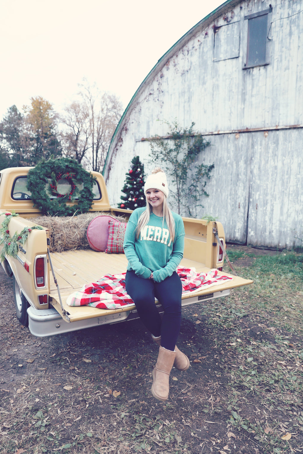 Mineral Green Foil Merry Crewneck