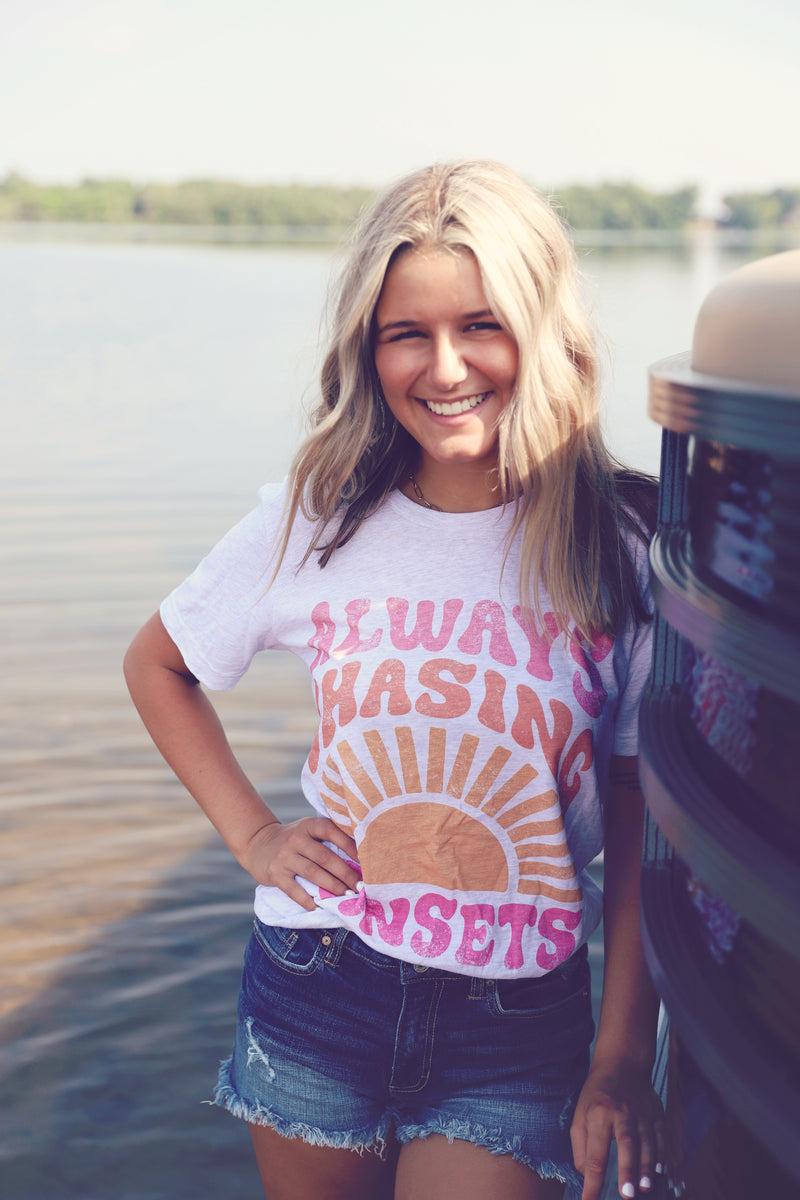 Ash Chasing Sunsets Graphic Tee