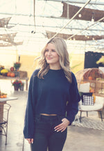 Navy Cropped Crew Neck Sweater