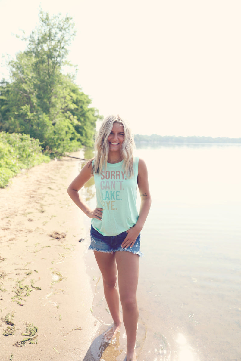 Mint Sorry Can't Lake Muscle Tank