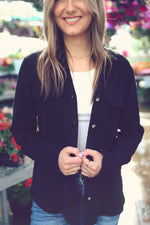 Black Linen Button Down Top