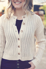 Oatmeal Sheer Cable Knit Cardigan