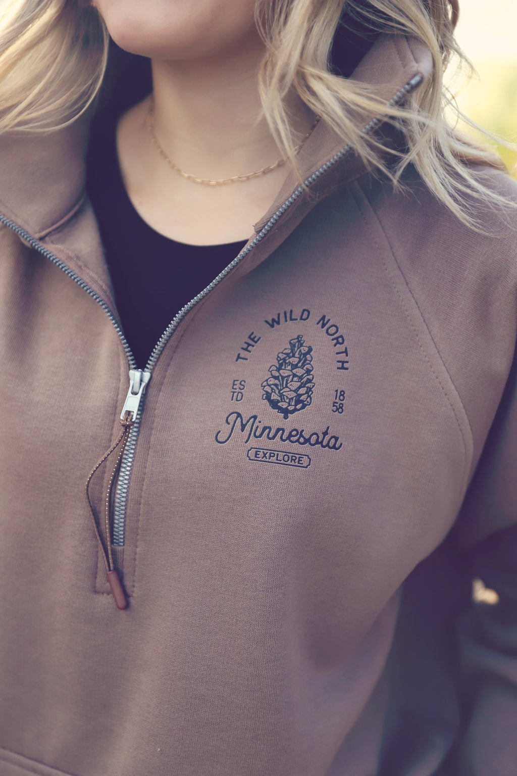 Brown Wild North Boxy Half Zip