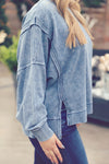 Indigo Blue Washed Extended Shoulder Top