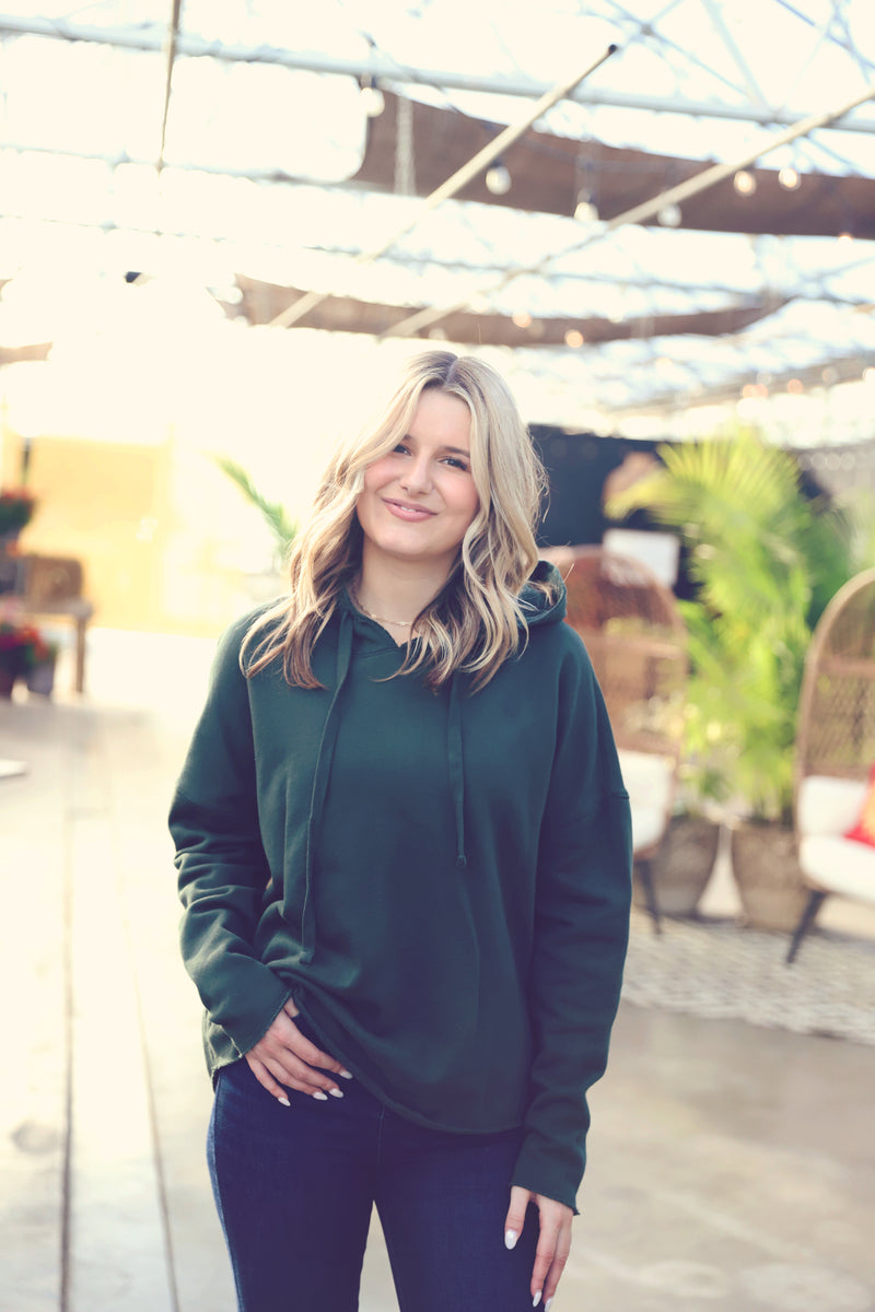 Forest Green Raw Edge Everyday Hoodie