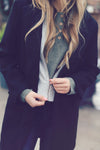 Black Wool Layered Hoodie Coat