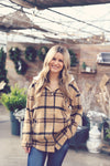 Camel Plaid Hooded Jacket