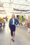 Utility Cropped Drawstring Denim Jacket