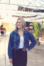 Utility Cropped Drawstring Denim Jacket