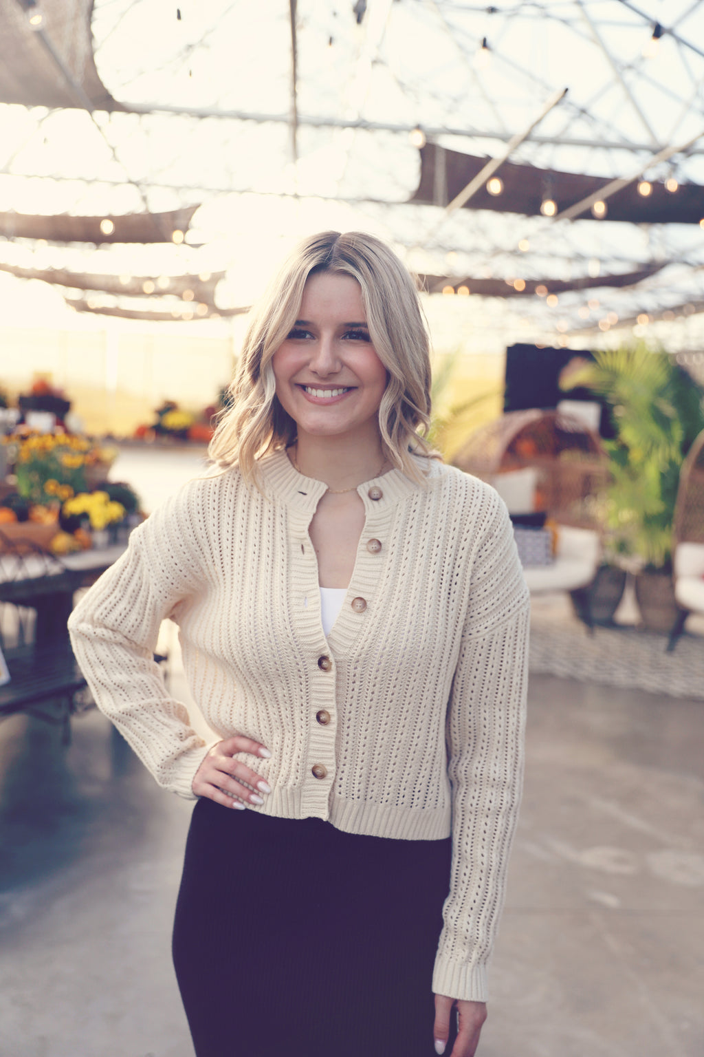 Oatmeal Sheer Cable Knit Cardigan