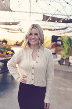 Oatmeal Sheer Cable Knit Cardigan