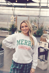 Ash Grey Merry Christmas Oversized Crew