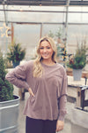 Chestnut Washed Oversized Pocket Long Sleeve Tee
