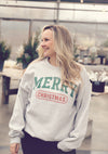 Ash Grey Merry Christmas Oversized Crew