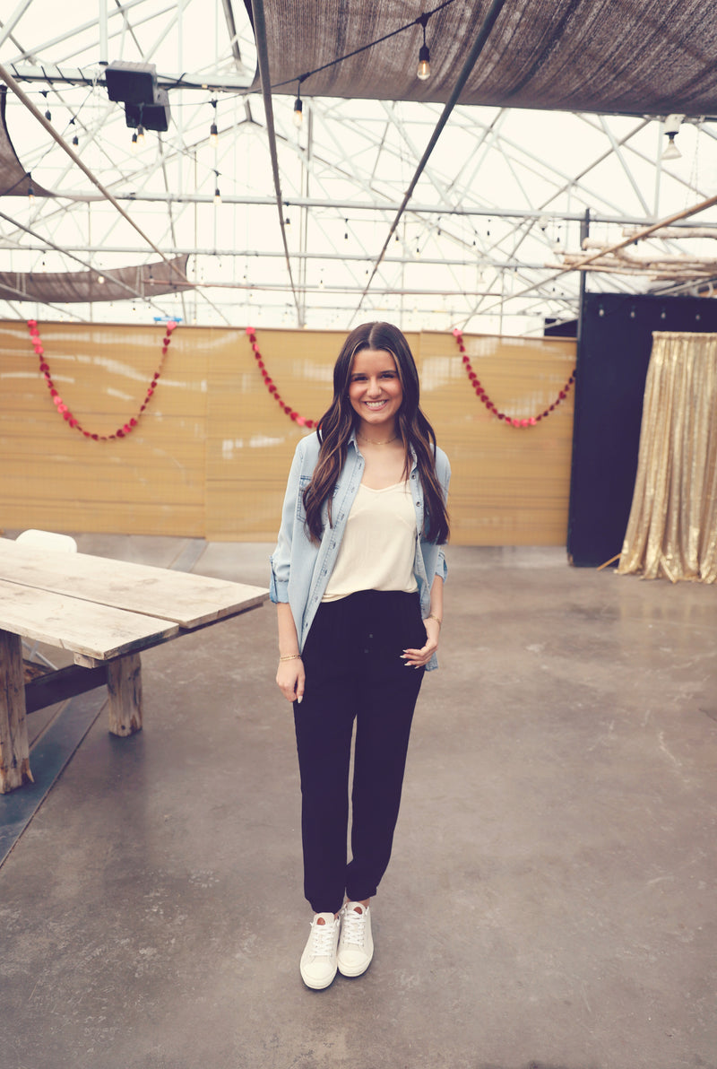Chambray Button Down Top