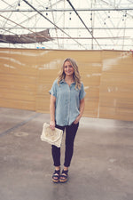Light Denim Short Sleeve Button Down