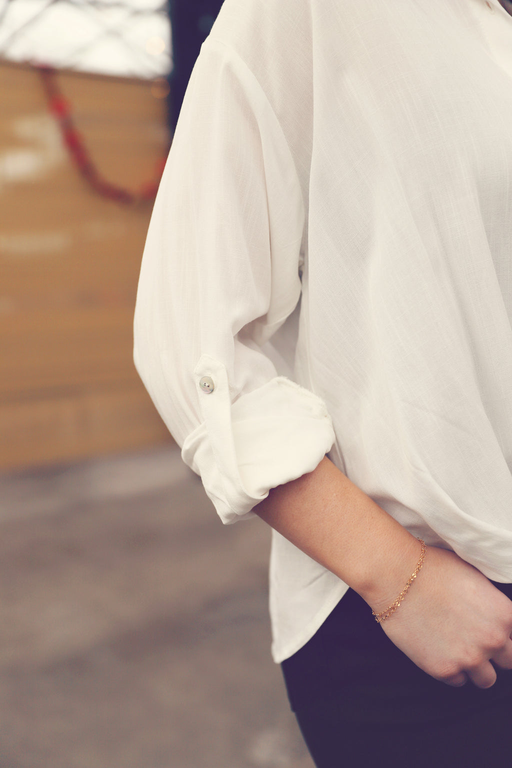 Off White Twist Detail Button Down