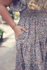 Light Blue Ditsy Floral Flutter Sleeve Dress