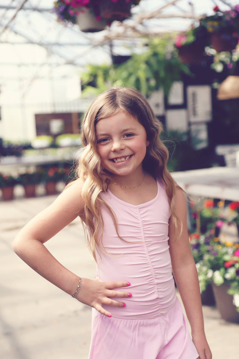Girls Pink Lux Ruched Tank