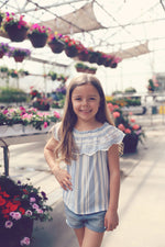 Little Girls Striped Embroidered Top